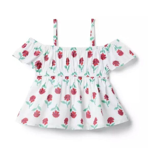 NWT! Janie & Jack White Floral Cold Shoulder Blouse Top Size 7 - Picture 1 of 5